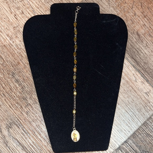 Italian Amber Beads St Anthony Prayer keepsake religious Bracelet - Picture 4 of 5